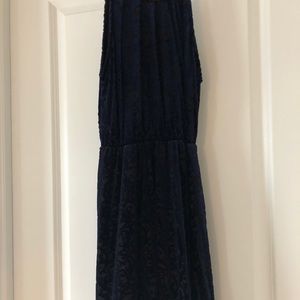 Navy blue velvet spaghetti strap dress (XS)
